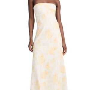 Wayf Strapless Dress in White and Yellow Floral